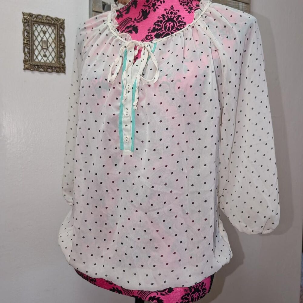 Self-esteem Women's Black and White polkadot Blouse